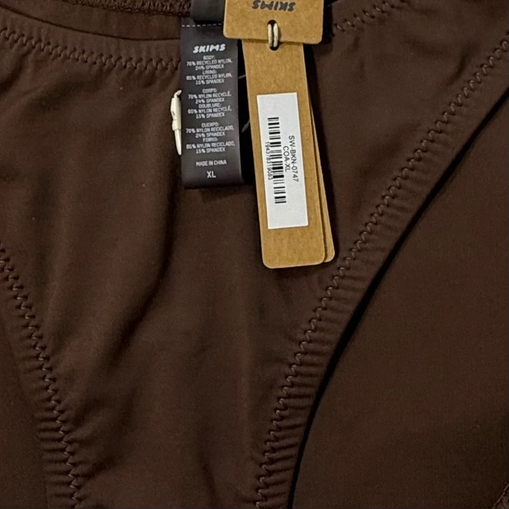 SKIMS Swim Cheeky Tanga Bottoms Cocoa XL